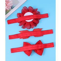 Babyhug Headbands With Bow & Floral Applique Pack Of 3 - Red