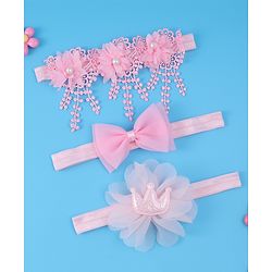 Babyhug Headbands With Bow & Floral Applique Pack Of 3 - Pink