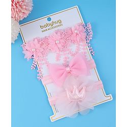 Babyhug Headbands With Bow & Floral Applique Pack Of 3 - Pink