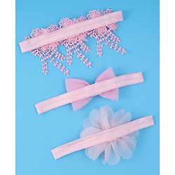 Babyhug Headbands With Bow & Floral Applique Pack Of 3 - Pink