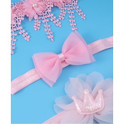 Babyhug Headbands With Bow & Floral Applique Pack Of 3 - Pink