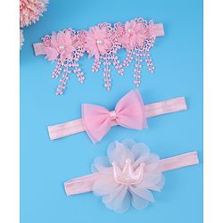 Babyhug Headbands With Bow & Floral Applique Pack Of 3 - Pink
