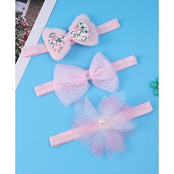 Babyhug Headbands With Bow & Floral Applique Pack Of 3 - Pink