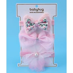 Babyhug Headbands With Bow & Floral Applique Pack Of 3 - Pink