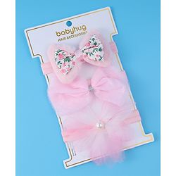 Babyhug Headbands With Bow & Floral Applique Pack Of 3 - Pink
