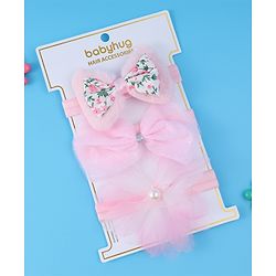 Babyhug Headbands With Bow & Floral Applique Pack Of 3 - Pink