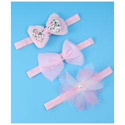 Babyhug Headbands With Bow & Floral Applique Pack Of 3 - Pink