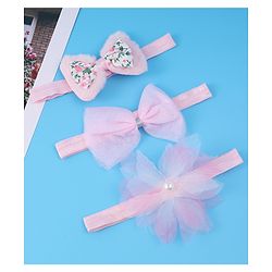 Babyhug Headbands With Bow & Floral Applique Pack Of 3 - Pink