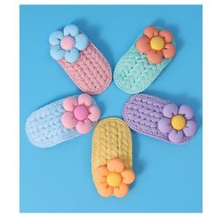 Babyhug Hair Pins And Snap Clips With Floral Applique Pack of 5 - Multicolour