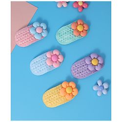 Babyhug Hair Pins And Snap Clips With Floral Applique Pack of 5 - Multicolour
