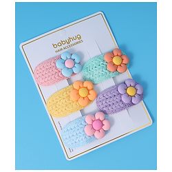 Babyhug Hair Pins And Snap Clips With Floral Applique Pack of 5 - Multicolour