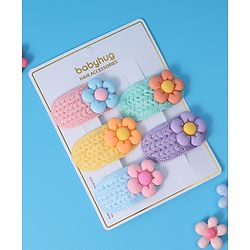 Babyhug Hair Pins And Snap Clips With Floral Applique Pack of 5 - Multicolour