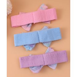 Babyhug Free Size Headbands With Bow Applique Pack of 3 - Pink Purple & Blue
