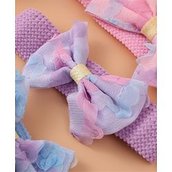 Babyhug Free Size Headbands With Bow Applique Pack of 3 - Pink Purple & Blue