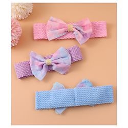 Babyhug Free Size Headbands With Bow Applique Pack of 3 - Pink Purple & Blue