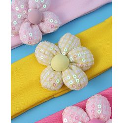 Babyhug Free Size Headbands With Floral Applique Pack of 3 - Pink & Yellow