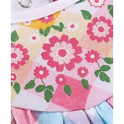 Babyhug 100% Cotton Interlock Knit Full Sleeves  Checked Onesies With Frill & Floral Print - Multicolour