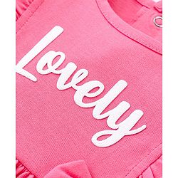Babyhug 100 % Cotton Knit Full Sleeves Frock Style Onesie with Headband Bow Applique & Floral Print - Pink