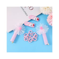 Babyhug Hair Accessories Combo Set with Floral Applique Pack of 14 Free Size - Pink