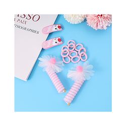 Babyhug Hair Accessories Combo Set with Floral Applique Pack of 14 Free Size - Pink