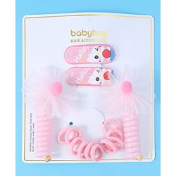 Babyhug Hair Accessories Combo Set with Floral Applique Pack of 14 Free Size - Pink