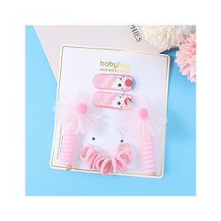 Babyhug Hair Accessories Combo Set with Floral Applique Pack of 14 Free Size - Pink