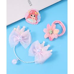 Babyhug Floral & Bow Applique  Hair Accessories Combo Sets  Free Size - Pink