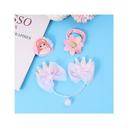Babyhug Floral & Bow Applique  Hair Accessories Combo Sets  Free Size - Pink