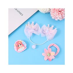 Babyhug Floral & Bow Applique  Hair Accessories Combo Sets  Free Size - Pink