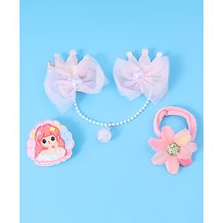 Babyhug Floral & Bow Applique  Hair Accessories Combo Sets  Free Size - Pink