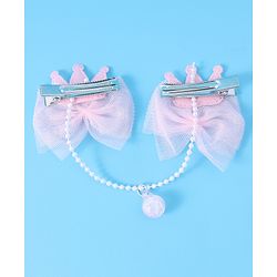 Babyhug Floral & Bow Applique  Hair Accessories Combo Sets  Free Size - Pink