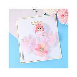 Babyhug Floral & Bow Applique  Hair Accessories Combo Sets  Free Size - Pink