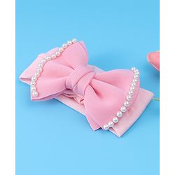 Babyhug Free Size Headband with Bow Applique - Pink