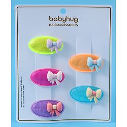 Babyhug Free Size Snap Clips with Bow Applique Pack of 5 -   Multicolor