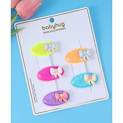 Babyhug Free Size Snap Clips with Bow Applique Pack of 5 -   Multicolor