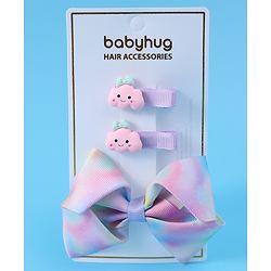 Babyhug Free Size Bow & Butterfly Clips Pack of 3 - Purple