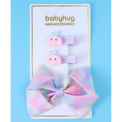 Babyhug Free Size Bow & Butterfly Clips Pack of 3 - Purple