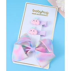 Babyhug Free Size Bow & Butterfly Clips Pack of 3 - Purple
