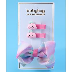 Babyhug Free Size Bow & Butterfly Clips Pack of 3 - Purple