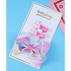 Babyhug Free Size Bow & Butterfly Clips Pack of 3 - Purple