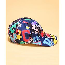 Babyhug Disney Cotton Knit Mickey Mouse Printed Summer Cap - Navy Blue