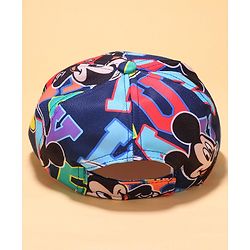 Babyhug Disney Cotton Knit Mickey Mouse Printed Summer Cap - Navy Blue