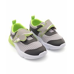 Cute Walk by Babyhug Sneaker with Velcro Closure & Shark Applique - Light Grey
