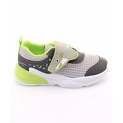 Cute Walk by Babyhug Sneaker with Velcro Closure & Shark Applique - Light Grey