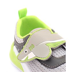 Cute Walk by Babyhug Sneaker with Velcro Closure & Shark Applique - Light Grey