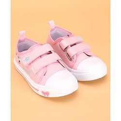 Cute Walk by Babyhug Casual Shoes With Velcro Closure and Swan Embroidery - Pink