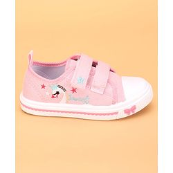 Cute Walk by Babyhug Casual Shoes With Velcro Closure and Swan Embroidery - Pink