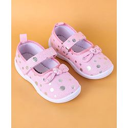 Cute Walk by Babyhug Slip On Casual Shoes with Velcro Closure & Polka Dots Print - Pink