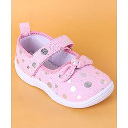 Cute Walk by Babyhug Slip On Casual Shoes with Velcro Closure & Polka Dots Print - Pink