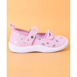 Cute Walk by Babyhug Slip On Casual Shoes with Velcro Closure & Polka Dots Print - Pink